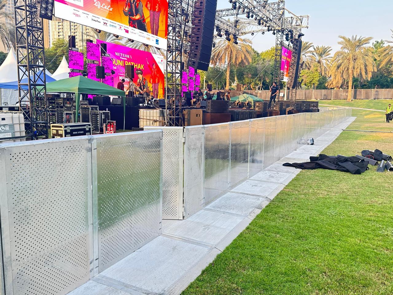 Mojo front-of-stage barrier rental for events in the UAE
